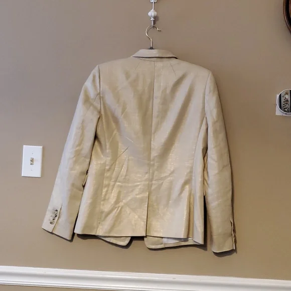 J.Crew Regent Metallic Gold Linen Blend Blazer Sport Coat Size 6 - Picture 5 of 11